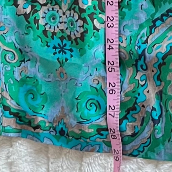J. Crew 100% Silk Green / Teal Paisley Strapless Boho Dress Women’s Size 14 - Picture 9 of 11